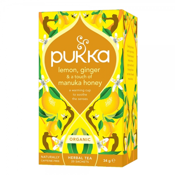 Pukka Lemon Ginger and a Touch Manuka Honey Tea. 